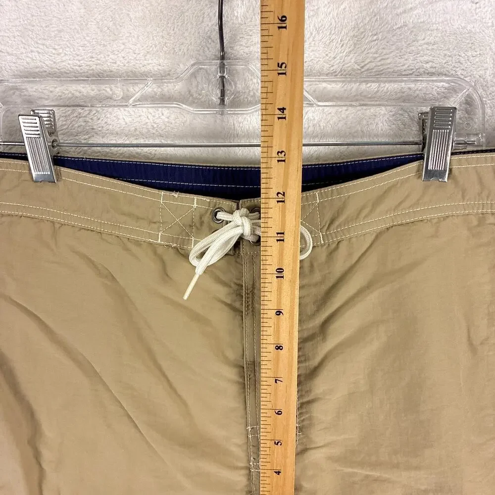 VTG Polo Ralph Lauren Swim Trunks Men M Brown Nylon Navy Pony Preppy Beach Surf